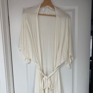 White bridal robe with lace detail